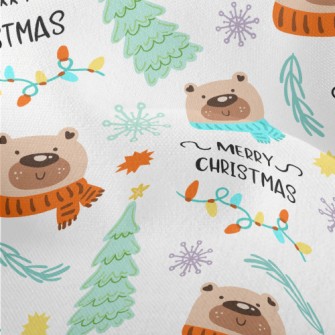 Christmas Scarf Bear Lightweight Performance Linen
