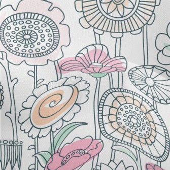 Childlike Line Flowers Lightweight Performance Linen