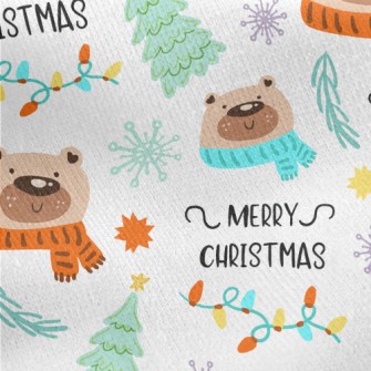 Christmas Scarf Bear Jersey Backed Fleece