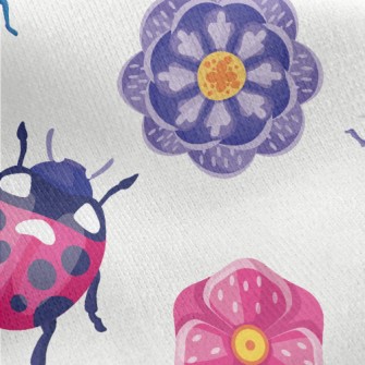 Various Colorful Insects Jersey Backed Fleece