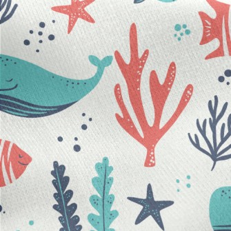 Leisurely Whale Coral Jersey Backed Fleece