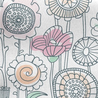 Childlike Line Flowers Jersey Backed Fleece