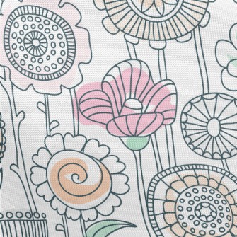 Childlike Line Flowers Pongee