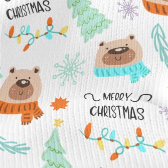 Christmas Scarf Bear Stretch Jersey