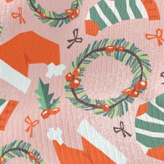 Christmas Hat Wreath Socks Stretch Jersey
