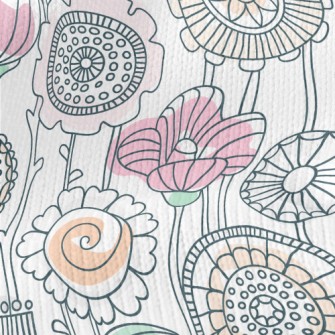 Childlike Line Flowers Stretch Jersey