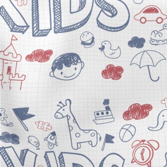 Fun Kid Doodles Lightweight Cotton Poplin