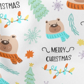 Christmas Scarf Bear Lightweight Cotton Poplin