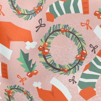 Christmas Hat Wreath Socks Lightweight Cotton Poplin