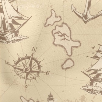Sailing Sailing Map Lightweight Cotton Poplin