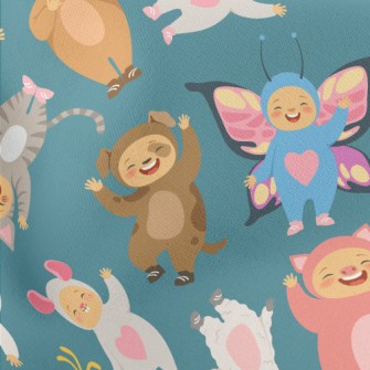 Children Pretending To Be Anim Lightweight Cotton Poplin