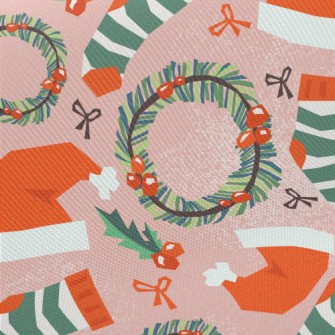 Christmas Hat Wreath Socks Midweight Cotton Poplin