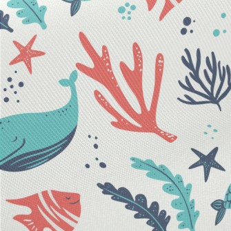 Leisurely Whale Coral Midweight Cotton Poplin