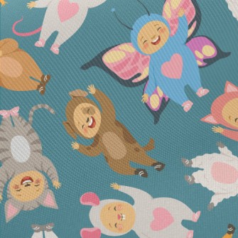 Children Pretending To Be Anim Midweight Cotton Poplin