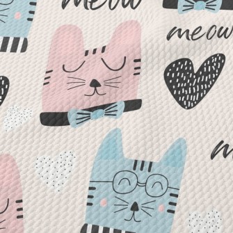 Gentle Spectacled Cat Birdseye Piqué