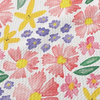 Beautiful Watercolor Large Flo Birdseye Piqué