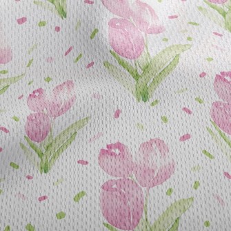 Watercolor Tulips Athletic Mesh Flat Back