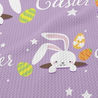 Playful Little Rabbit With Hea Birdseye Piqué