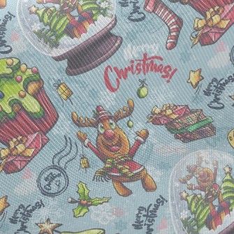 Christmas Tree Elk Glass Ball Twill