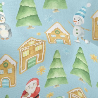 Watercolor Merry Christmas Lightweight Performance Linen
