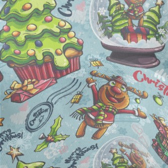 Christmas Tree Elk Glass Ball Lightweight Performance Linen