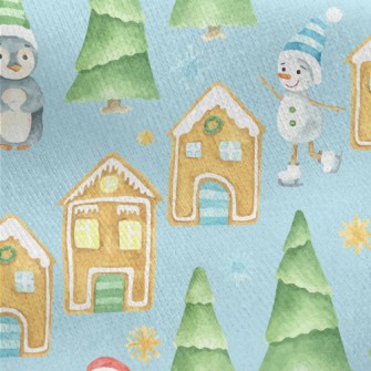 Watercolor Merry Christmas Jersey Backed Fleece