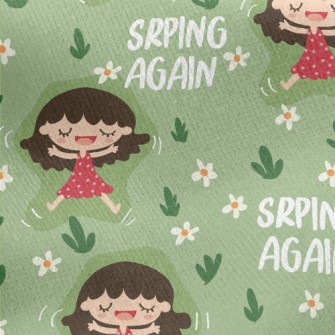 Little Girl Playing On The Gra Jersey Backed Fleece