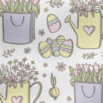 Cute Paper Bag Flowers Jersey Backed Fleece