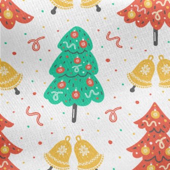 Cartoon Lively Christmas Tree Jersey Backed Fleece