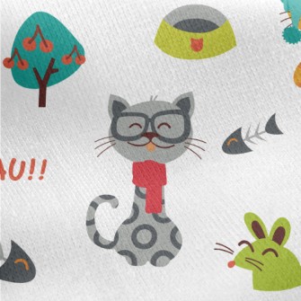Cat And Mouse Fish Bones Jersey Backed Fleece