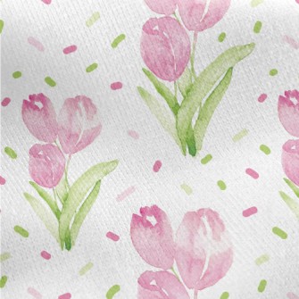 Watercolor Tulips Jersey Backed Fleece