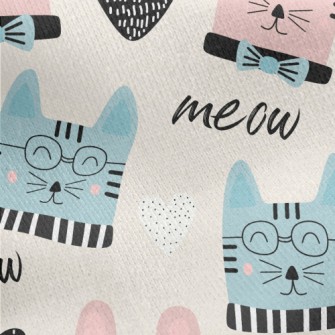 Gentle Spectacled Cat Jersey Backed Fleece