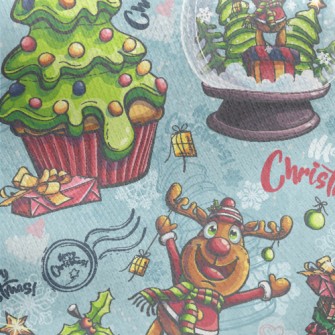 Christmas Tree Elk Glass Ball Jersey Backed Fleece