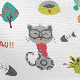 Cat And Mouse Fish Bones Pongee