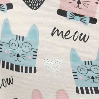 Gentle Spectacled Cat Pongee