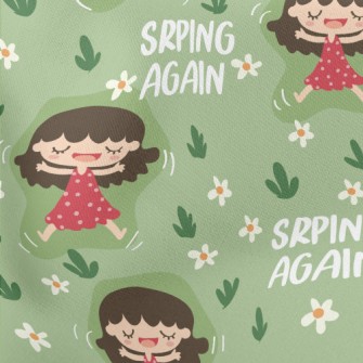 Little Girl Playing On The Gra Lightweight Cotton Poplin