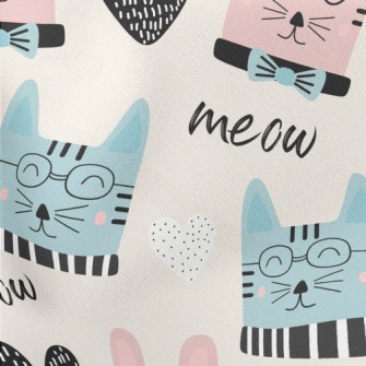 Gentle Spectacled Cat Lightweight Cotton Poplin