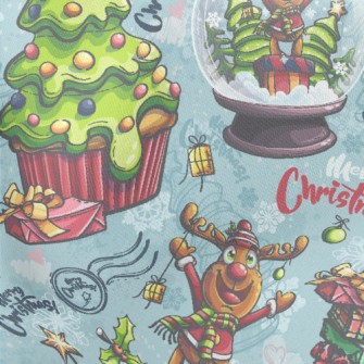 Christmas Tree Elk Glass Ball Lightweight Cotton Poplin