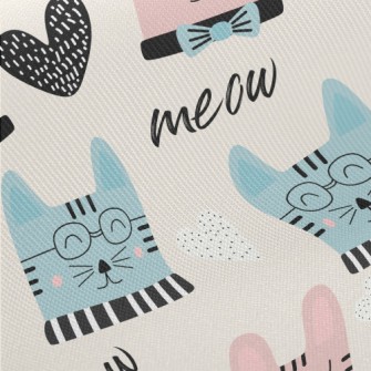 Gentle Spectacled Cat Midweight Cotton Poplin