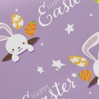 Playful Little Rabbit With Hea Midweight Cotton Poplin
