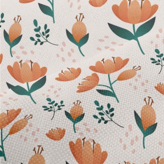 Delicate Peach-colored Flowers Performance Linen