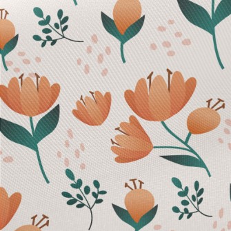 Delicate Peach-colored Flowers Twill