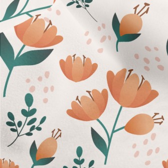 Delicate Peach-colored Flowers Micro Fleece