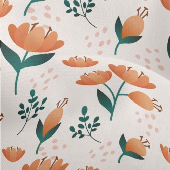 Delicate Peach-colored Flowers Lightweight Performance Linen