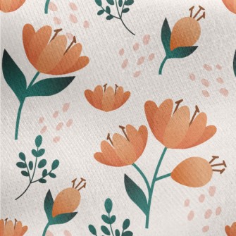 Delicate Peach-colored Flowers Jersey Backed Fleece