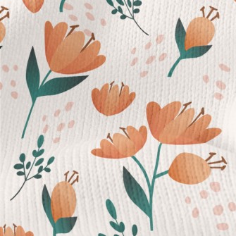 Delicate Peach-colored Flowers Stretch Jersey