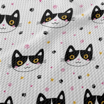 Shy Blushing Black Cat Birdseye Piqué