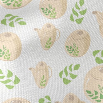 Green Leaf Teapot Teacup Waterproof Canvas