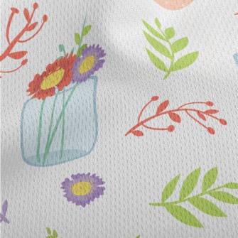 Transparent Vase Flowers Athletic Mesh Flat Back