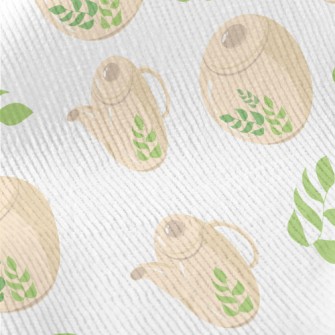 Green Leaf Teapot Teacup Standard Corduroy